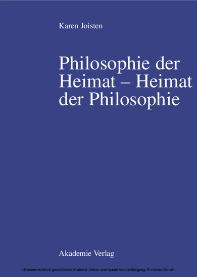 Philosophie der Heimat - Heimat der Philosophie main product photo