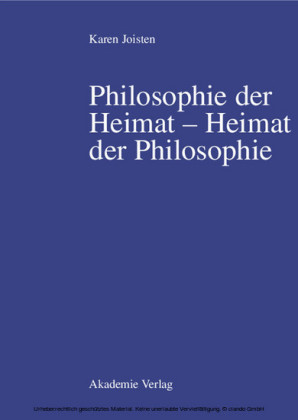 Philosophie der Heimat - Heimat der Philosophie