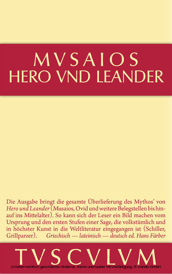 Hero und Leander und die weiteren antiken Zeugnisse main product photo
