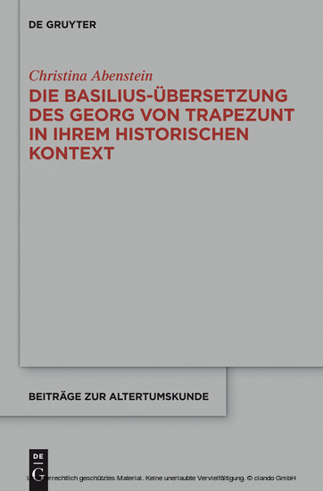 Die Basilius-Übersetzung des Georg von Trapezunt in ihrem historischen Kontext main product photo