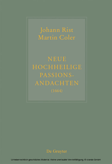 Johann Rist / Martin Coler, Neue Hochheilige Passions-Andachten (1664) main product photo