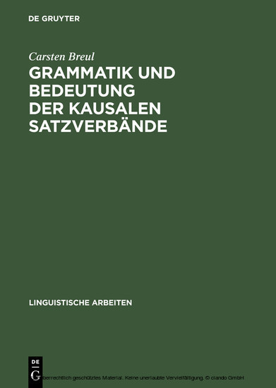 Grammatik und Bedeutung der kausalen Satzverbände main product photo