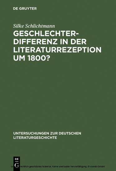 Geschlechterdifferenz in der Literaturrezeption um 1800? main product photo