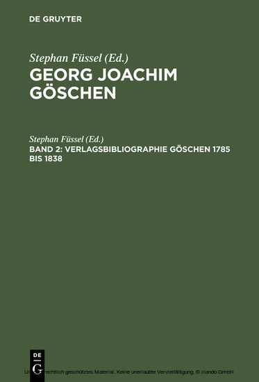 Verlagsbibliographie Göschen 1785 bis 1838 main product photo