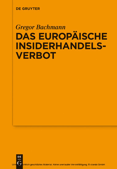 Das Europäische Insiderhandelsverbot main product photo
