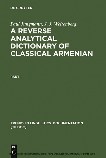 A Reverse Analytical Dictionary of Classical Armenian main product photo