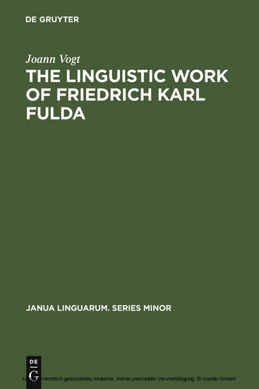 The linguistic work of Friedrich Karl Fulda main product photo