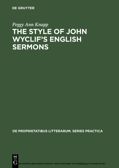 The Style of John Wyclif's English Sermons main product photo