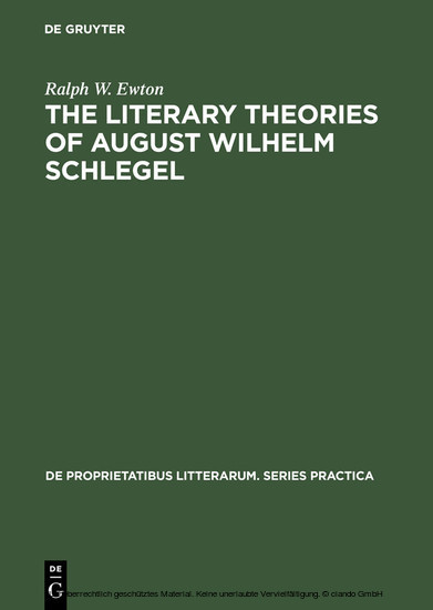 The literary Theories of August Wilhelm Schlegel main product photo