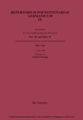 Verzeichnis der in den Supplikenregistern der Poenitentiarie Pius' III. und Julius' II. vorkommenden Personen, Kirchen und Orte des Deutschen Reiches (1503-1513)