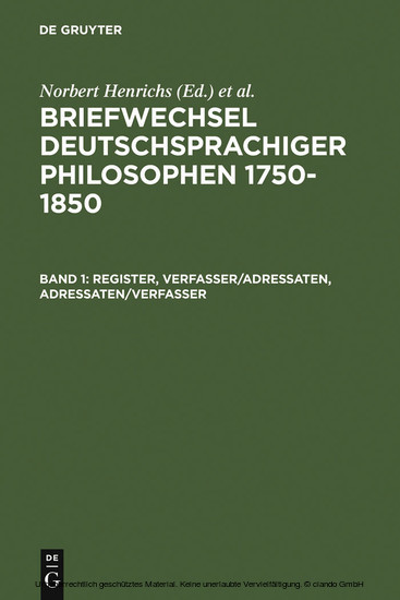 Briefwechsel deutschsprachiger Philosophen 1750-1850 main product photo