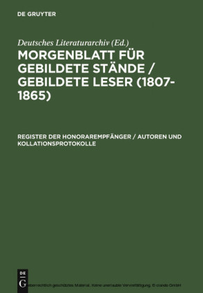 Register der Honorarempfänger / Autoren und Kollationsprotokolle
