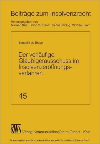 Der vorläufige Gläubigerausschuss im Insolvenzeröffnungsverfahren main product photo