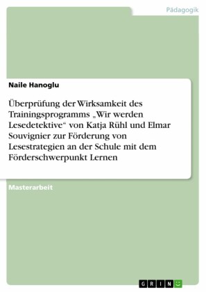 Überprüfung der Wirksamkeit des Trainingsprogramms 'Wir werden Lesedetektive' von Katja Rühl und Elmar Souvignier zur Förderung von Lesestrategien an der Schule mit dem Förderschwerpunkt Lernen