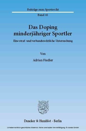 Das Doping minderjähriger Sportler. main product photo