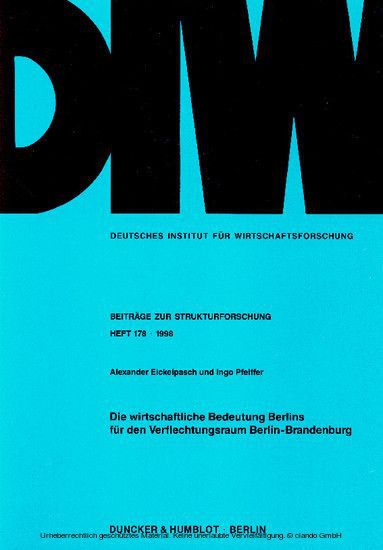 Die wirtschaftliche Bedeutung Berlins für den Verflechtungsraum Berlin-Brandenburg. main product photo