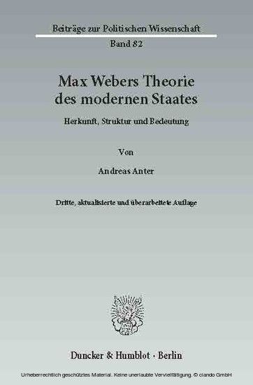 Max Webers Theorie des modernen Staates. main product photo
