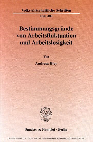 Bestimmungsgründe von Arbeitsfluktuation und Arbeitslosigkeit. main product photo
