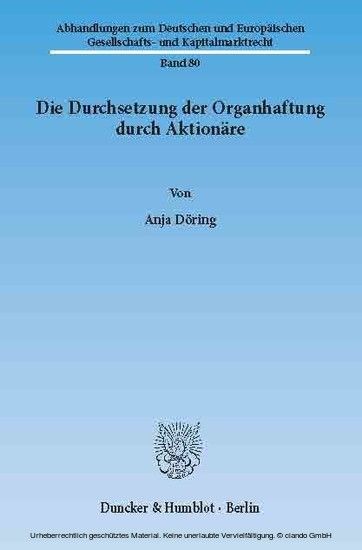 Die Durchsetzung der Organhaftung durch Aktionäre. main product photo