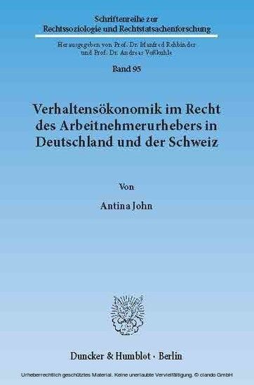 Verhaltensökonomik im Recht des Arbeitnehmerurhebers in Deutschland und der Schweiz. main product photo