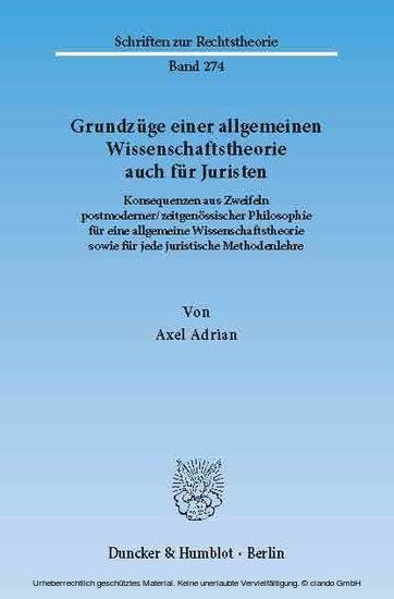 Grundzüge einer allgemeinen Wissenschaftstheorie auch für Juristen. main product photo