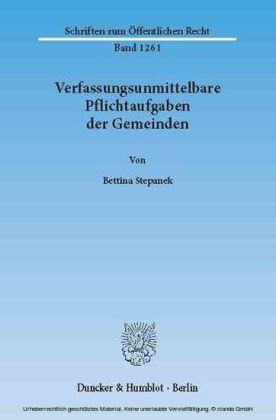 Verfassungsunmittelbare Pflichtaufgaben der Gemeinden.