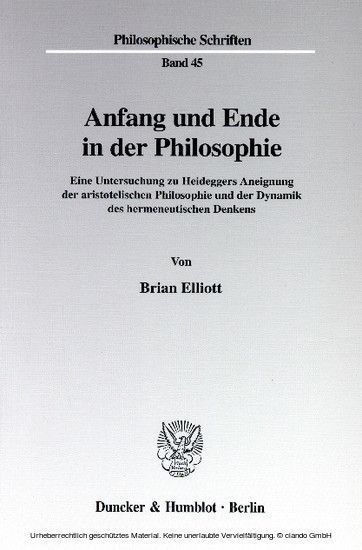 Anfang und Ende in der Philosophie. main product photo