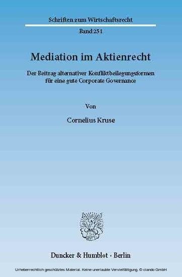 Mediation im Aktienrecht. main product photo