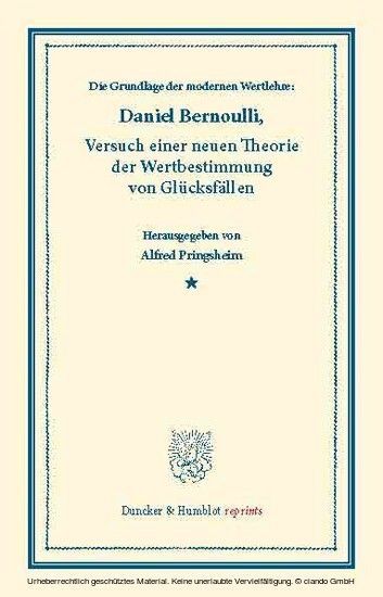 Die Grundlage der modernen Wertlehre: Versuch einer neuen Theorie der Wertbestimmung von Glücksfällen. main product photo