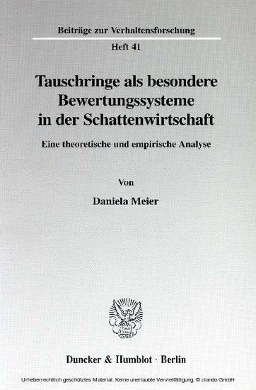 Tauschringe als besondere Bewertungssysteme in der Schattenwirtschaft. main product photo