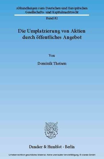 Die Umplatzierung von Aktien durch öffentliches Angebot. main product photo