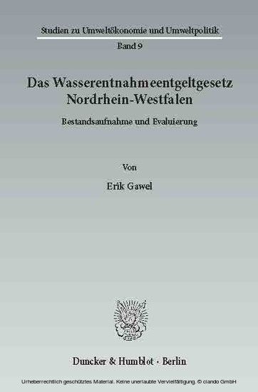 Das Wasserentnahmeentgeltgesetz Nordrhein-Westfalen. main product photo
