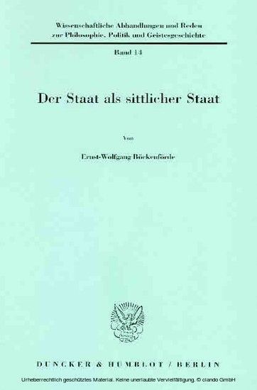 Der Staat als sittlicher Staat. main product photo