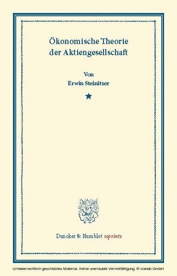 Ökonomische Theorie der Aktiengesellschaft. main product photo