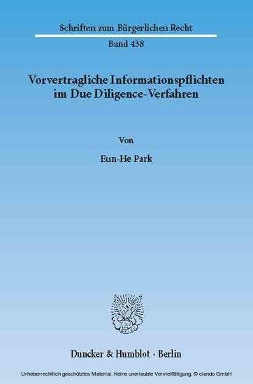 Vorvertragliche Informationspflichten im Due Diligence-Verfahren. main product photo