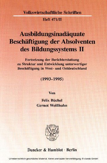 Ausbildungsinadäquate Beschäftigung der Absolventen des Bildungssystems II. main product photo