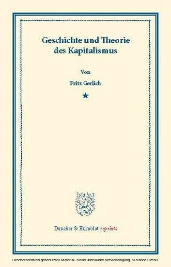 Geschichte und Theorie des Kapitalismus. main product photo