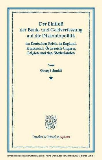 Der Einfluß der Bank- und Geldverfassung auf die Diskontopolitik main product photo