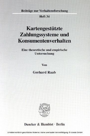 Kartengestützte Zahlungssysteme und Konsumentenverhalten. main product photo