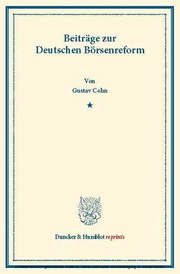 Beiträge zur Deutschen Börsenreform. main product photo