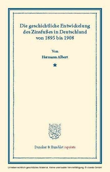 Die geschichtliche Entwickelung des Zinsfußes in Deutschland main product photo