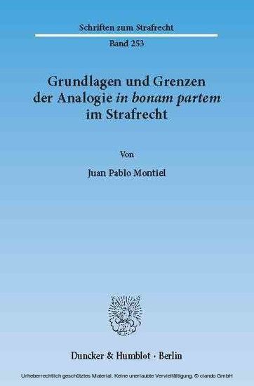 Grundlagen und Grenzen der Analogie ?in bonam partem? im Strafrecht. main product photo