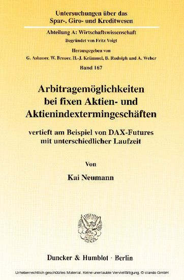 Arbitragemöglichkeiten bei fixen Aktien- und Aktienindextermingeschäften main product photo