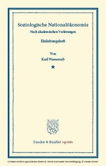 Soziologische Nationalökonomie. main product photo