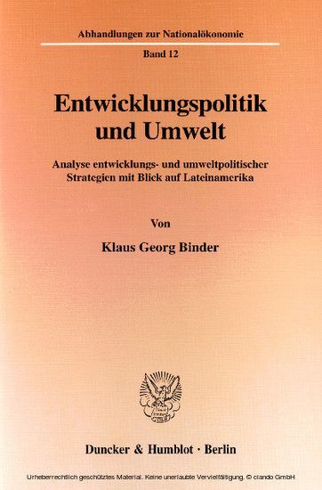 Entwicklungspolitik und Umwelt. main product photo