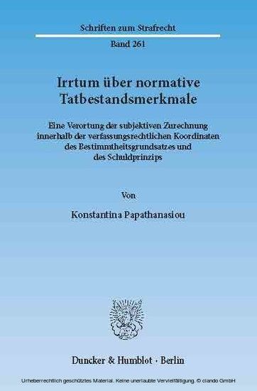 Irrtum über normative Tatbestandsmerkmale. main product photo