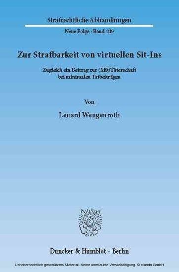 Zur Strafbarkeit von virtuellen Sit-Ins. main product photo