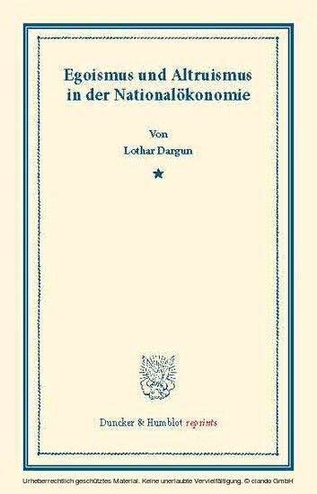 Egoismus und Altruismus in der Nationalökonomie. main product photo