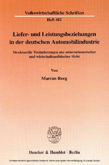 Liefer- und Leistungsbeziehungen in der deutschen Automobilindustrie. main product photo