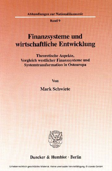 Finanzsysteme und wirtschaftliche Entwicklung. main product photo